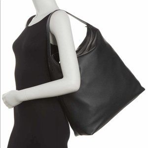 EVERLANE The Boss Leather Hobo Tote Bag, Oversized, Shopper Style, Black